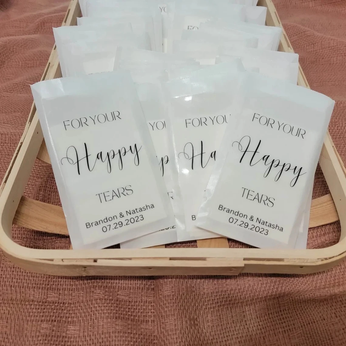 For your happy tears, Wedding tissues, Personalized wedding tissues, personalized wedding favors, Personalized tissues