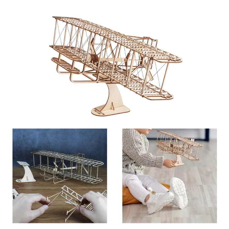 77HD Wood Model Aircraft set Wood Puzzle DIY Wright Flyer Model Airplanes set for Children Adult Woodcraft set to Build Gift