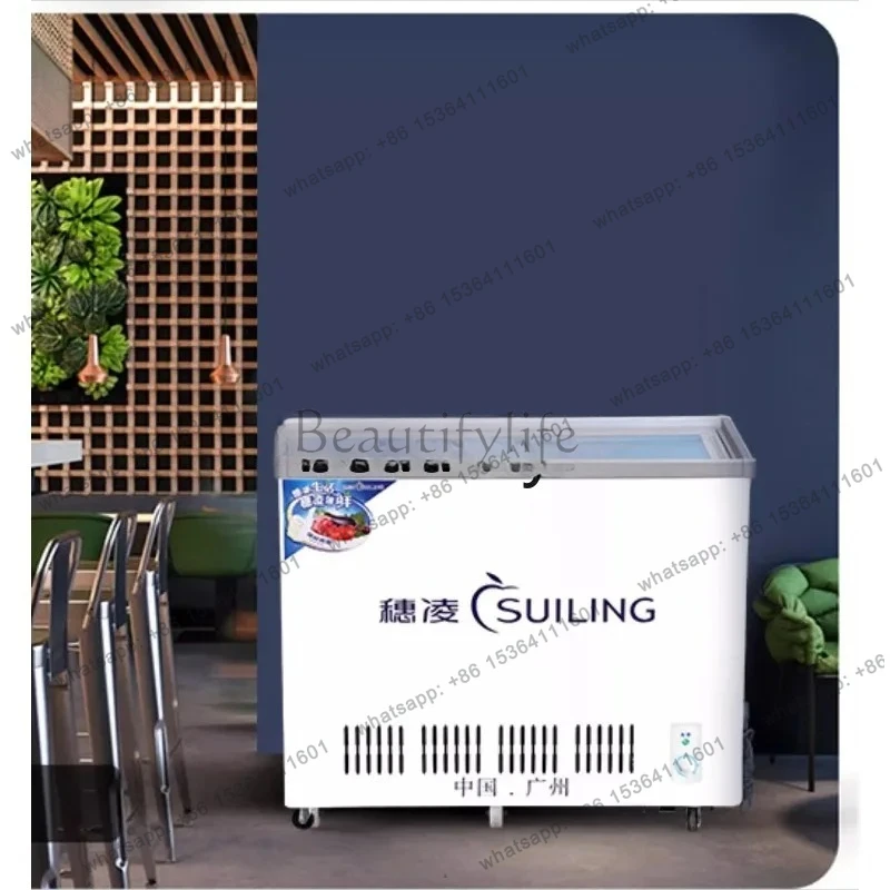 Commercial Horizontal Refrigerated Freezer Display Cabinet Small Ice Cream Glass Door Water Cabinet Refrigerator