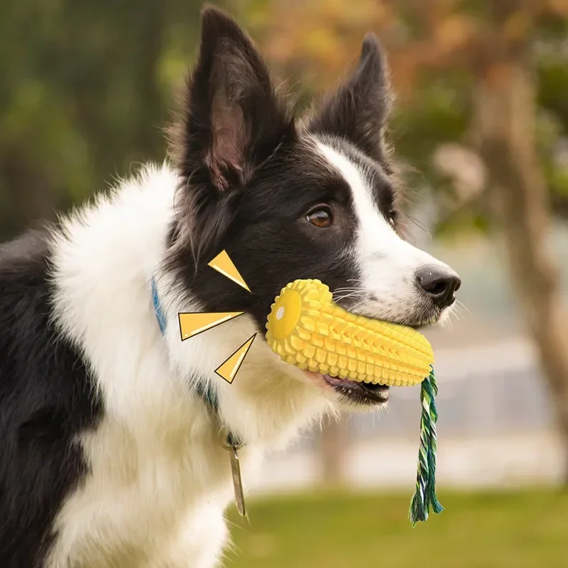 Teething Stick Gnawing Dog Toy Vocal Corn Toothbrush Toys for Large Dogs Chewing Indestructible Interactive Aggressive Chewers