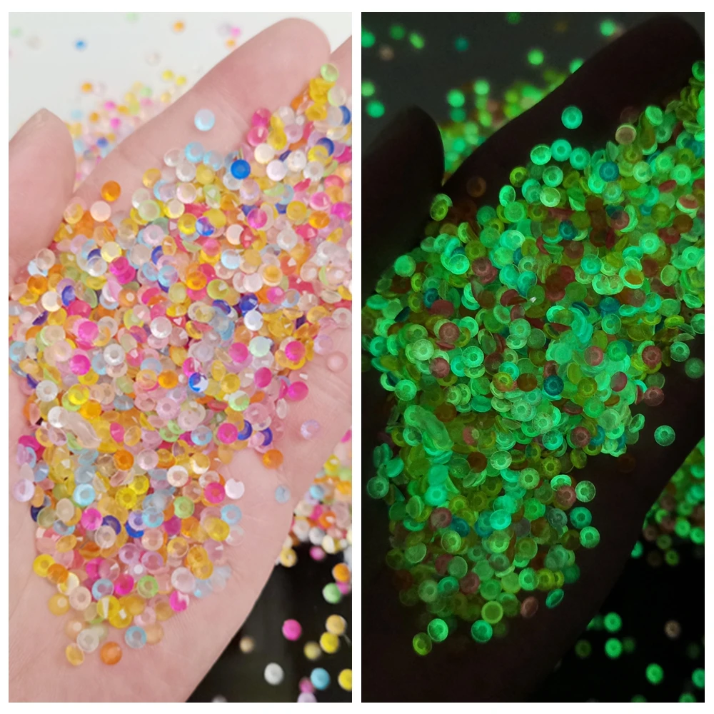 New Design 3mm 4mm 5mm 6mm 50g Transparent Luminous Stones Glow In The Dark Jelly Resin Rhinestones For Decoration