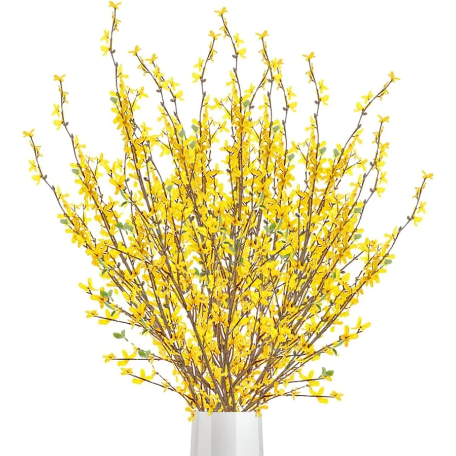 

Искусственные цветы Forsythia, 1 шт., 39,4 дюйма, искусственные стебли жасмина, искусственные шелковые ветки Forsythia для цветов A