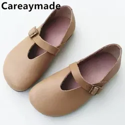 Careaymade-Genuine Leather pure handmade Women's shoes,the retro art mori girl big size shoes,lady Leisure fashion flat Shoes