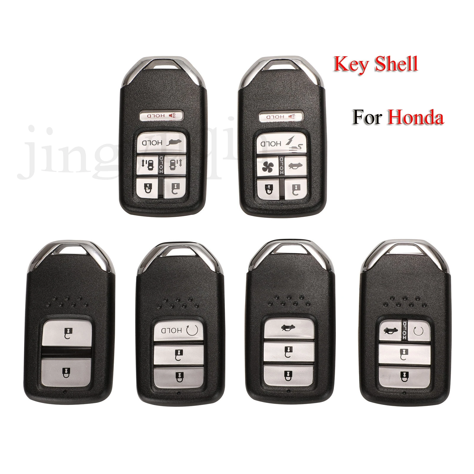 

jingyuqin 10pcs/Lot Car Key Shell For Honda Fit Odessey City Jazz XRV HRV CRV Accord 2/3/4/5/6 Buttons Key Cover Fob Case