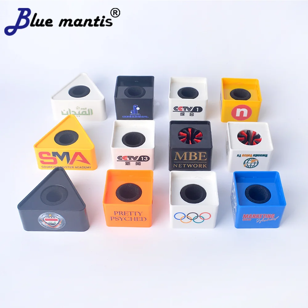 

High Quality Customized Logo ABS Triangle-Shaped Mic Station Interview TV Station Microphone Station With Black Sponge