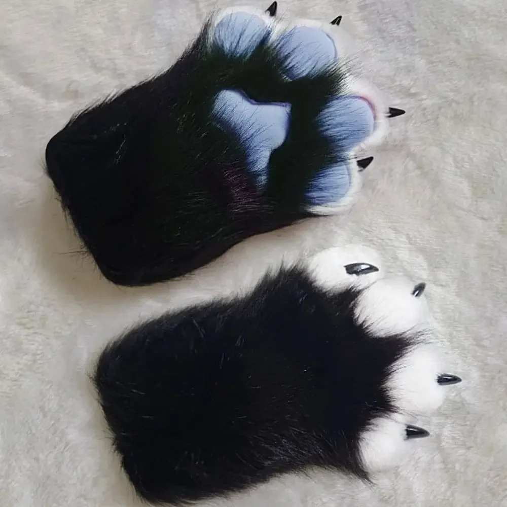 Cartoon Cosplay Costume Gloves Furry Fursuit Kigurumi Plush Cat Paw Gloves Thicken Warm Cat Claw Mittens Gifts Props Performance
