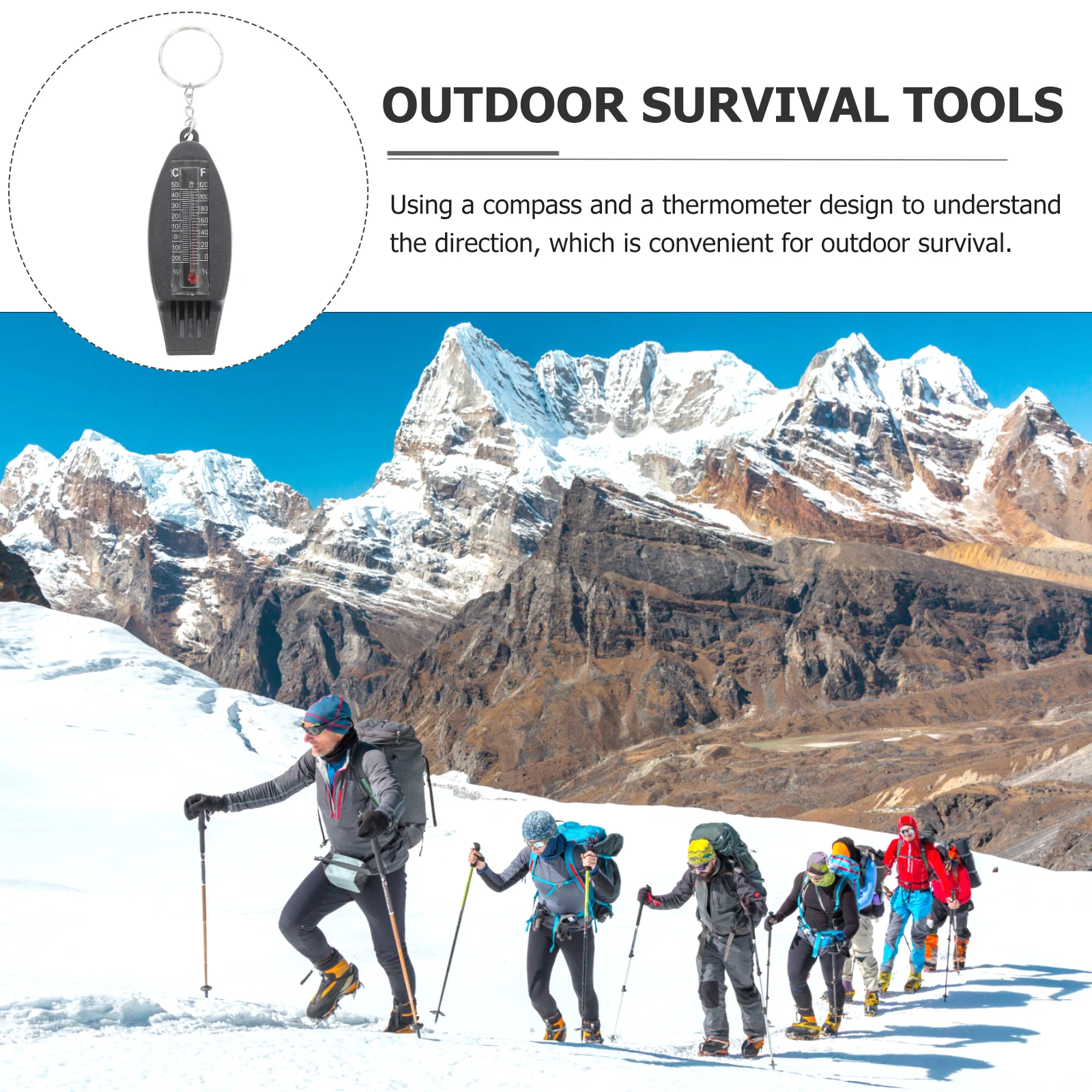 

Multi functional Survival Whistle Plastic Compass Magnifying Glass Thermometer Four in one Outdoor Emergency Tool for Camping