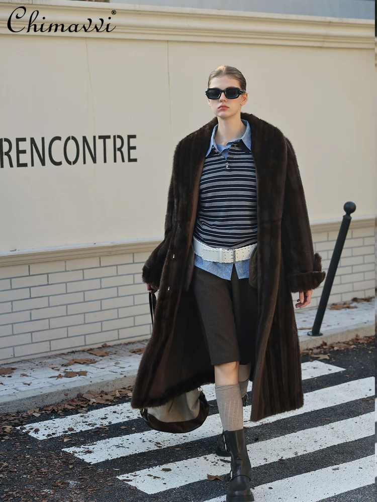 Winter Neue Mode Mid-Länge Pelzmantel Mode Verdickt Mantel Nachahmung Nerz Pelz Retro Pelz Integrierte Langarm Jacke