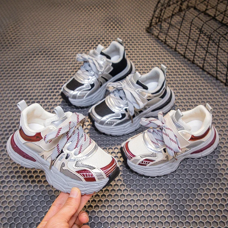 

Kids Shoes for Girl Chunky New Boy Running Sneakers School Versatile Children Causal Basketball Shoes Fashion Non-slip Hook Loop