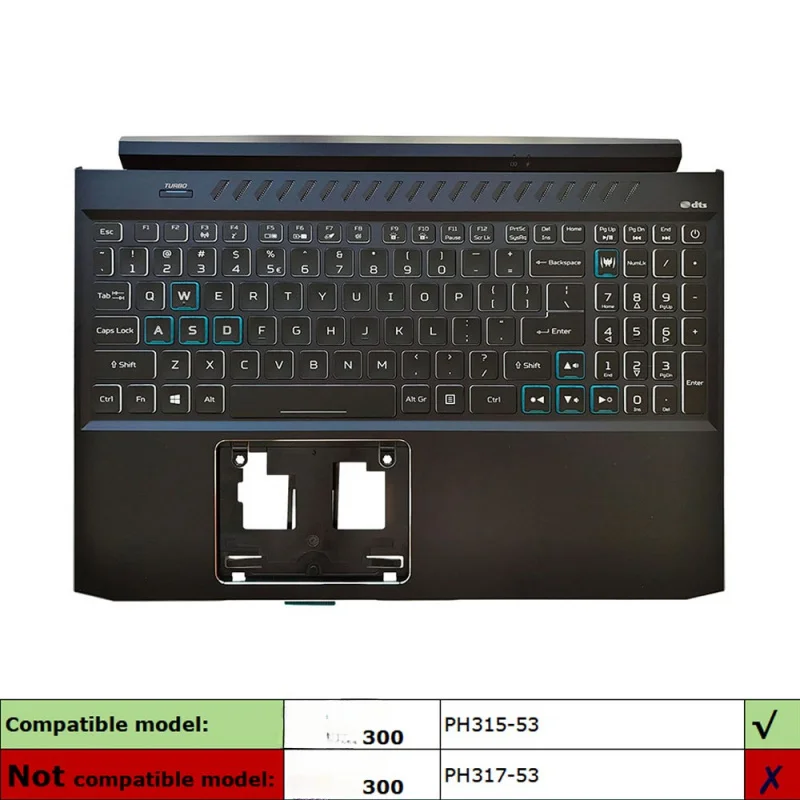 

H New For Acer Predator Helios 300 PH315-53 Palmrest Upper Case w/ Backlit US