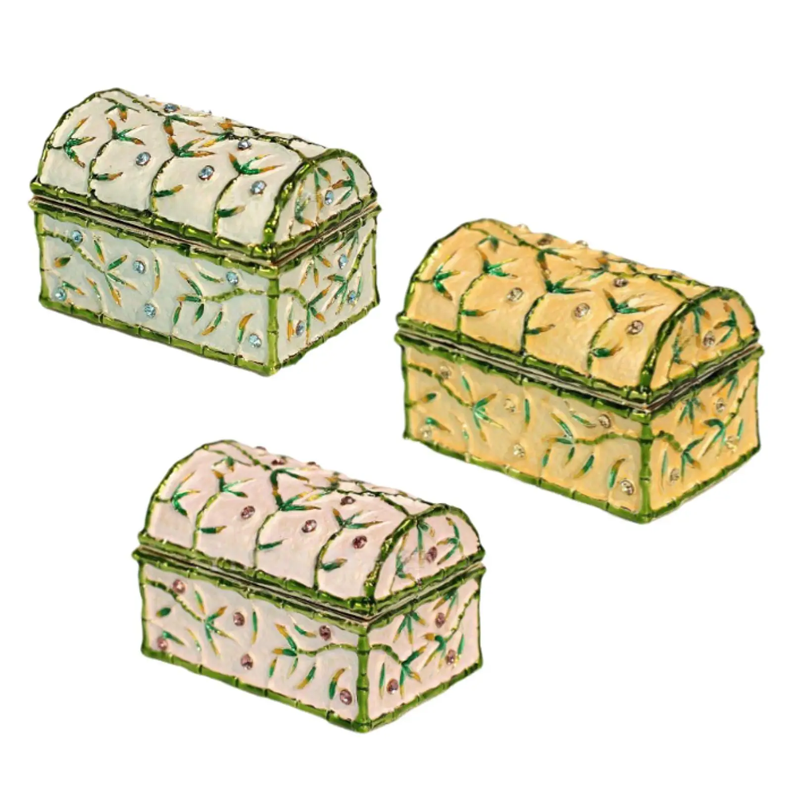 

Enamel Hinged Jewelry Box Collectible Desktop Jewelry Storage Case Treasure Chest Trinket Box for Bracelet