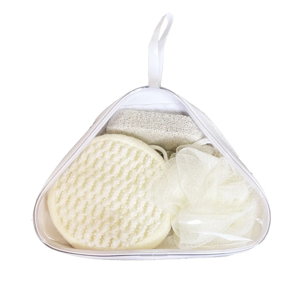 3PCS Bath Set Ladies' Gifts Bag Exotic Flora And Swordbrushing Baths Towel Scrubbing Brush Exfoliating Stone Bath Flowers Travel