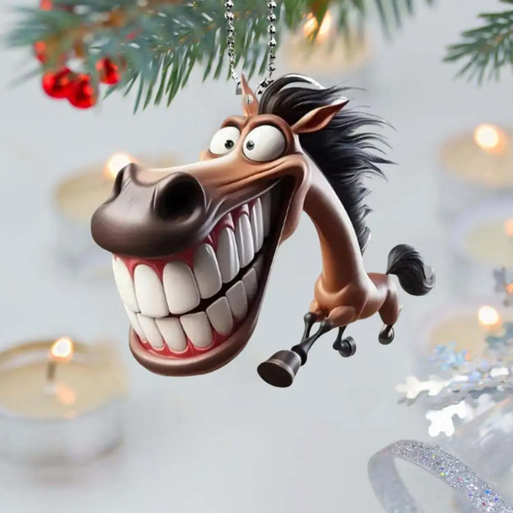 

Cartoon Style Car Decor Car Hanging Accessories Whimsical Horse Car Pendant for Vehicle Decor Funny 2d Cartoon Prank for Men