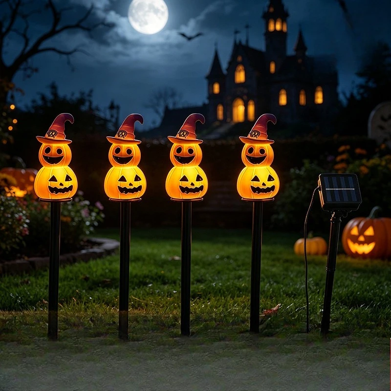 2026 New Solar Halloween Pumpkin Stake Light Waterproof Outdoor Villa Garden Lawn LED Decor Lamp