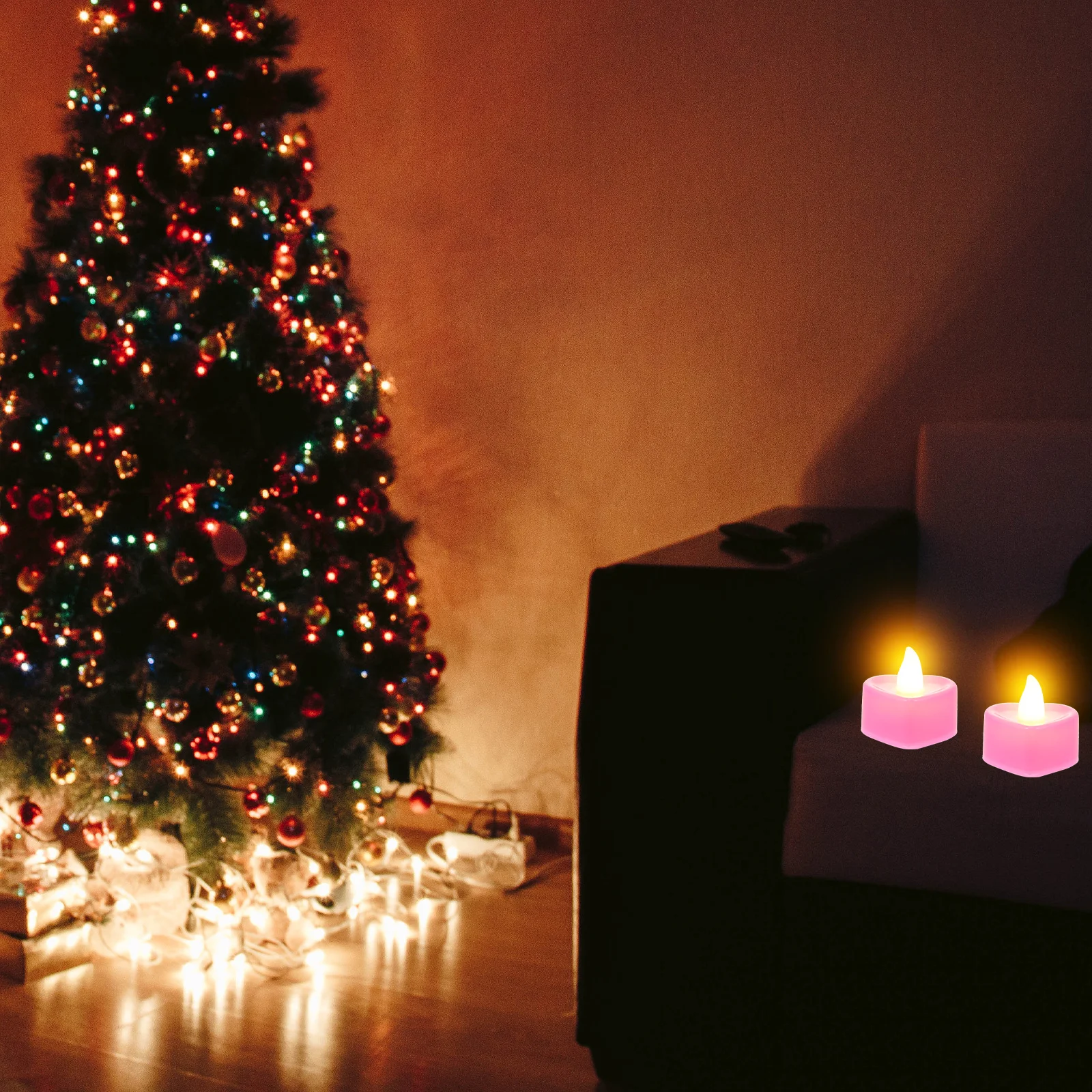 24 قطعة شكل قلب LED ضوء كهربائي رومانسي عديمة اللهب مصباح صغير سطح المكتب الديكور سطح المكتب زخرفة #4