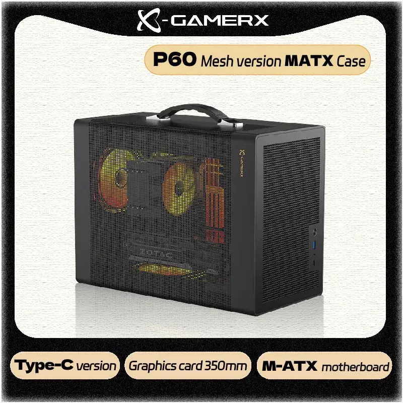 

Power Train P60 Mesh Version Matx Portable Computer Case ITX motherboard PC case supports U3 type-C desktop small chassis
