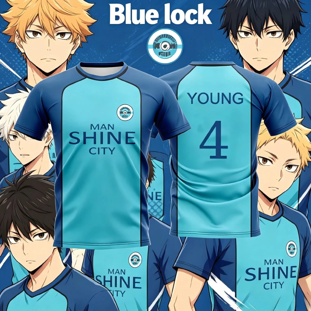 Blue Lock NAGI Man Shine City Japanese Anime Cosplay Football Uniform Breathable Sports 3d T-shirt Hyoma Chigiri Tops Unisex