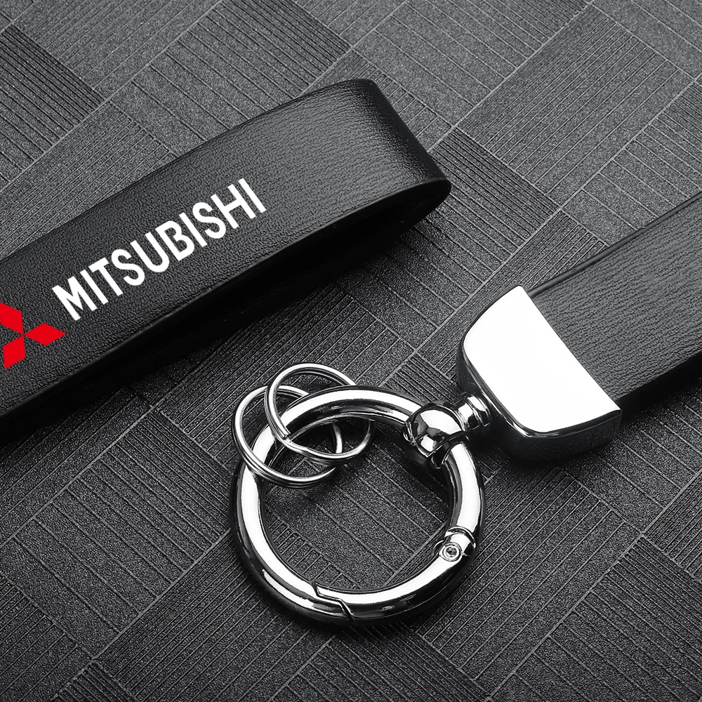 Fashionable PU leather high-end car keychain pendant Keyring For Mitsubishi Lancer 9 EX Outlander ASX L200 Eclipse Colt Styling