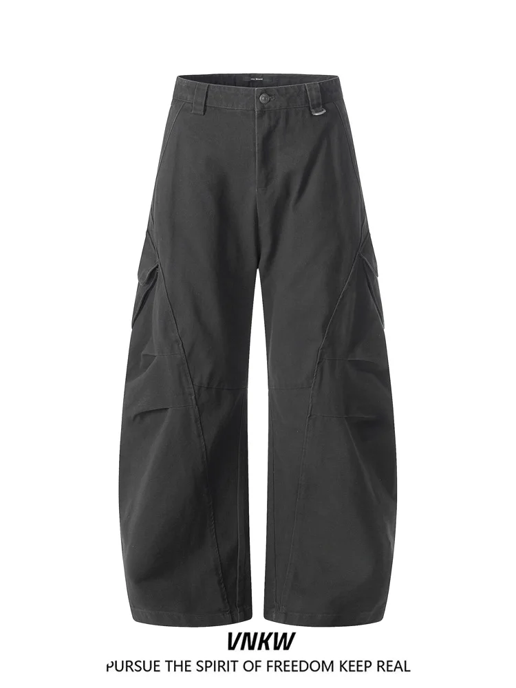 

American Casual Loose Fit Knife Shape Work Trousers Multi Pocket Men Women Straight Leg Pants Comfortable All Match Long Trou...