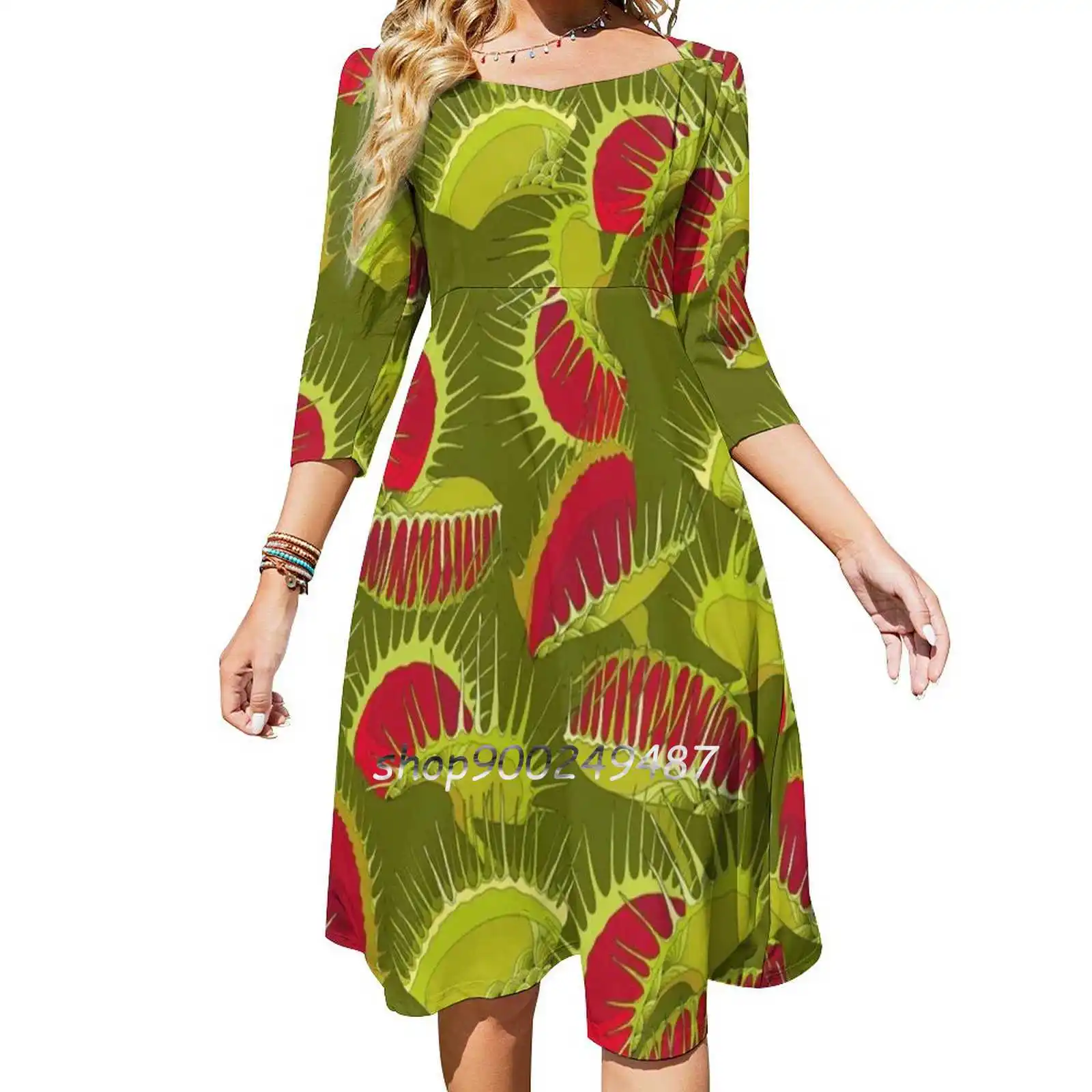 

Venus Flytrap Or Dionaea Muscipula. Sweetheart Knot Flared Dress Fashion Design Large Size Loose Dress Venus Fly Trap Flytrap