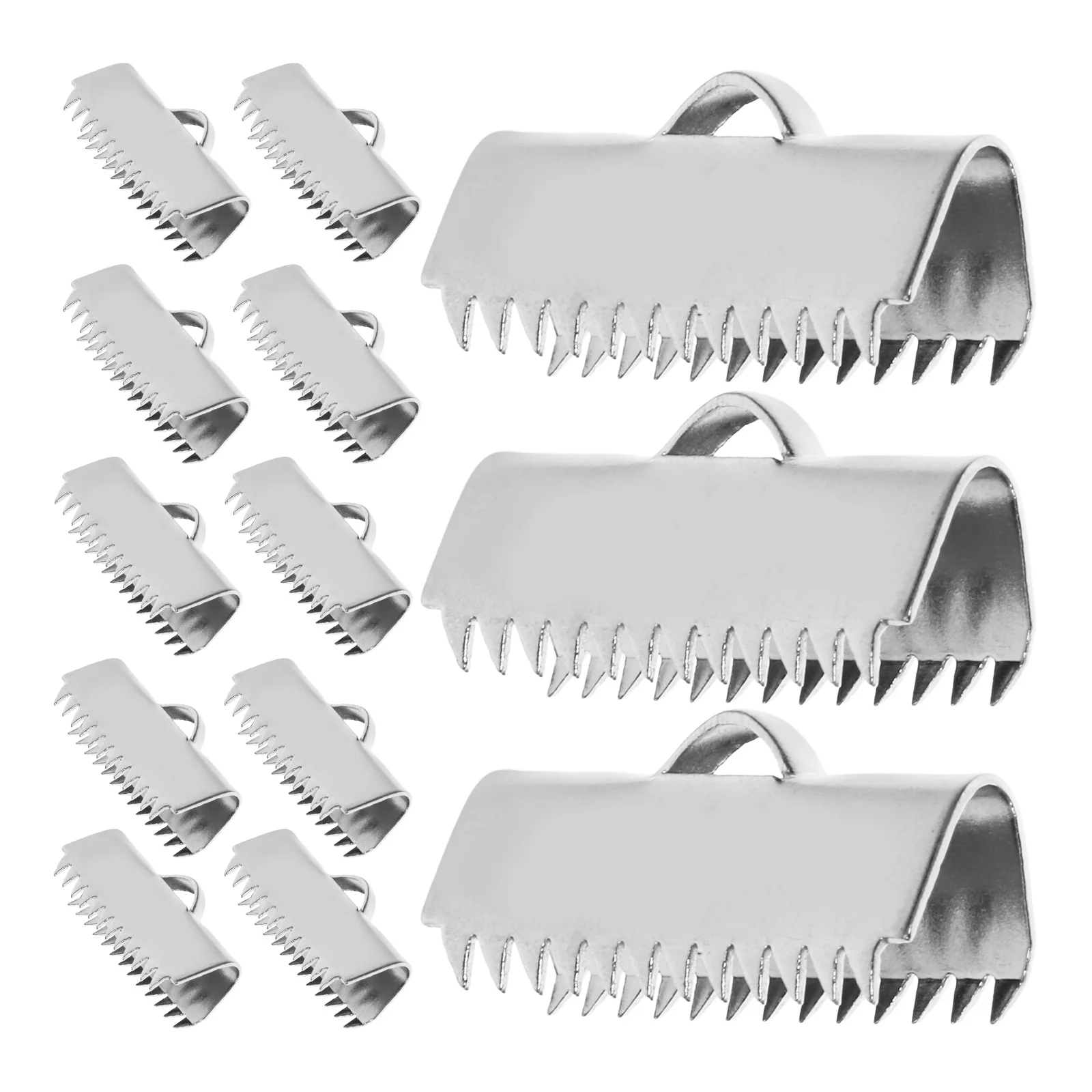 20 قطعة الفولاذ المقاوم للصدأ الحبل نهاية قبعات 20 مللي متر الفضة الشريط المشابك قرصة تجعيد لصنع المجوهرات موصلات قلادة المشبك #4