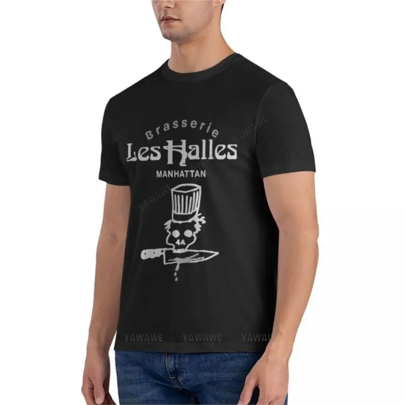 Retro Bourdain Les Halles สติกเกอร์รูปลอกผู้ชายผู้หญิงคลาสสิกเสื้อยืดขนาดใหญ่เสื้อ T สําหรับชาย Heavy น้ําหนัก T เสื้อสําหรับชาย