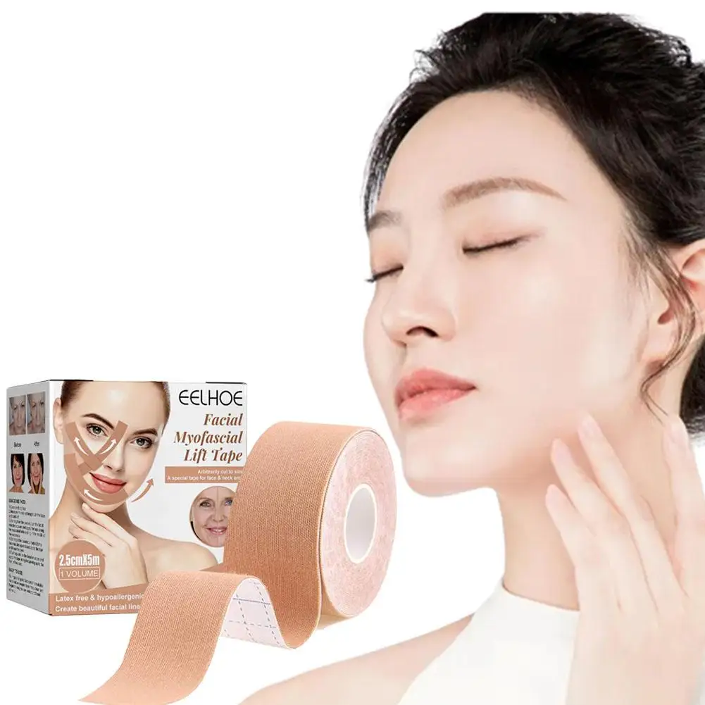 2,5 CM * 5 M Kinesiologie Tape Für Gesicht V Linie Hals Augen Heben Falten-entferner Aufkleber Band Gesichts hautpflege Werkzeug Elastische Bandage