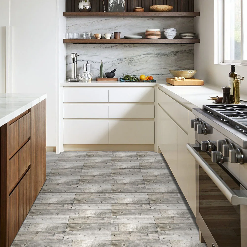 

5Pcs Wood Grain Floor Stickers PVC Peel Stick Planks Self Adhesive Tiles Home Decoration Bedroom Living Room Study Garden