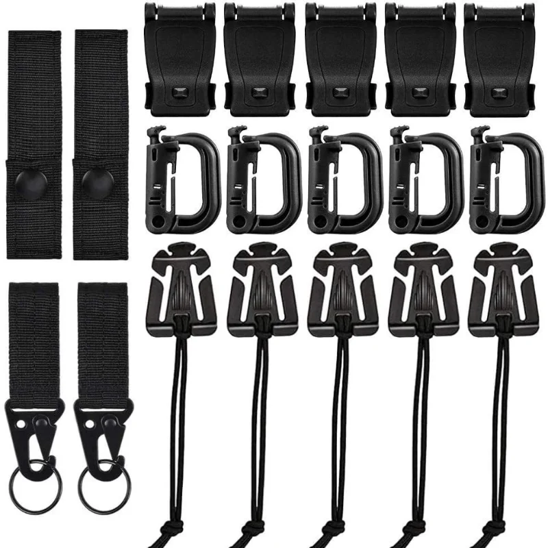 19PCS Outdoor Accessories Tool Tactical Buckle Strap Molle Buckle Set Accessories Buckle Outdoor Hiking Combination Buckle