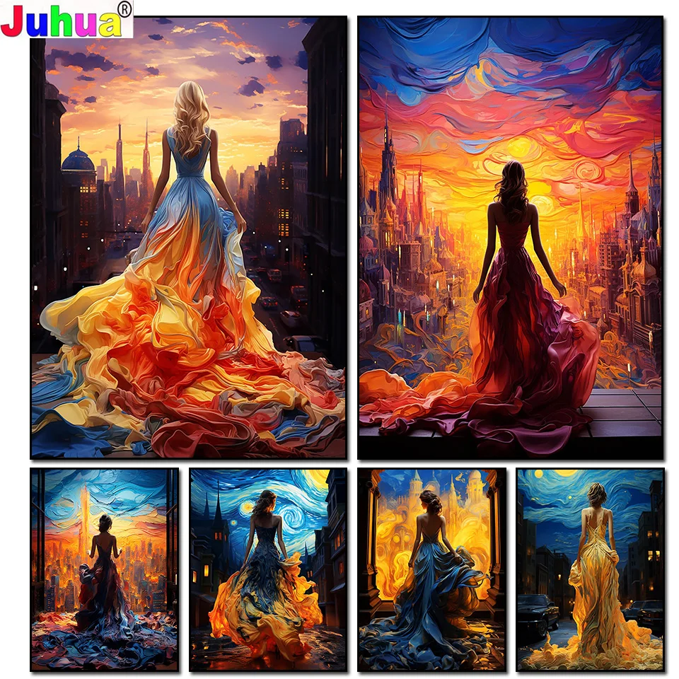 Elegant Woman Silhouette DIY Diamond Painting Kit Full Drill Embroidery Diamond Mosaic Picture of Rhinestones Beauty Home Decor