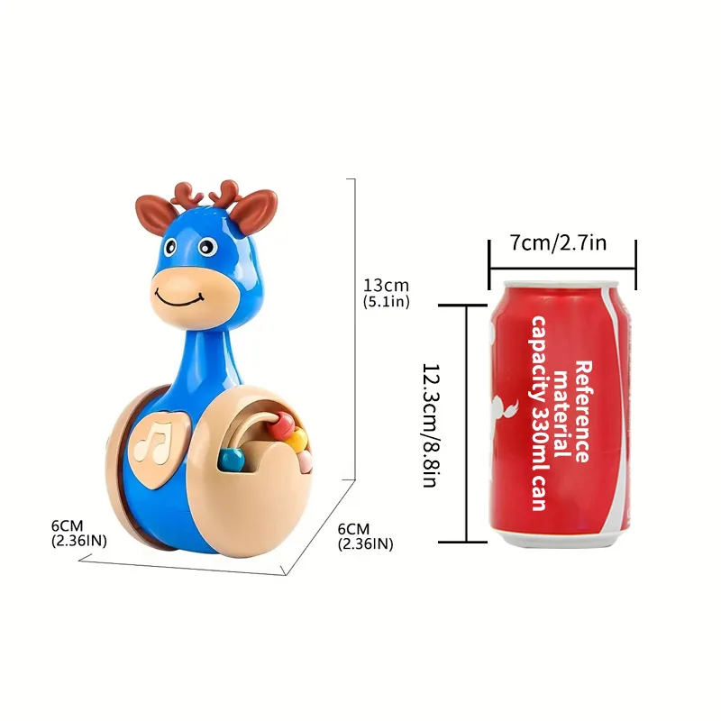 Sliding Deer Baby Tumbler Rattle Learning Education Toys Newborn Teether Infant Hand Bell Mobile Press Squeaky Roly-Poly Toy