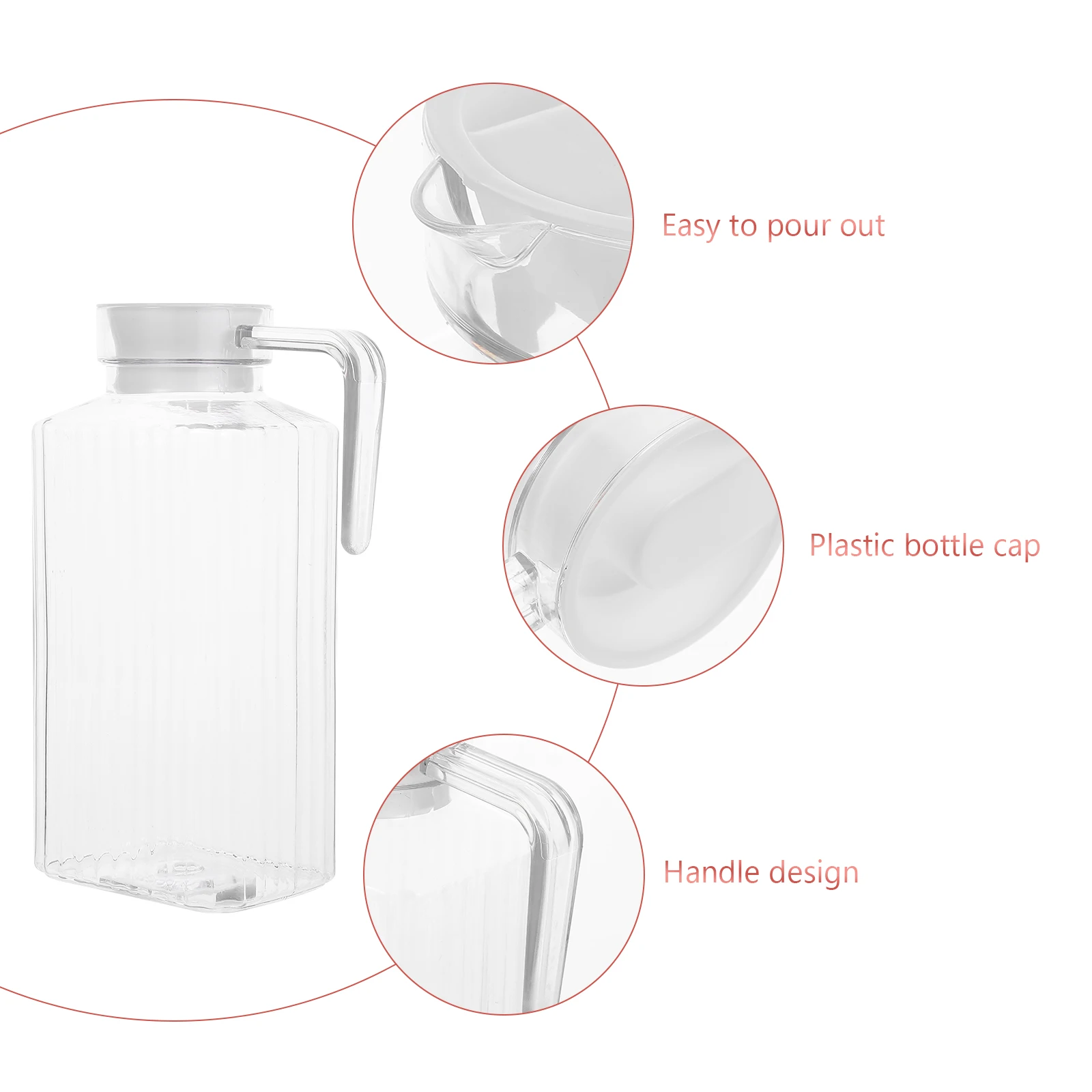 

Insulated Cold Water Bottle Plastic Juice Jug Stainless Steel Pitcher Travel Large