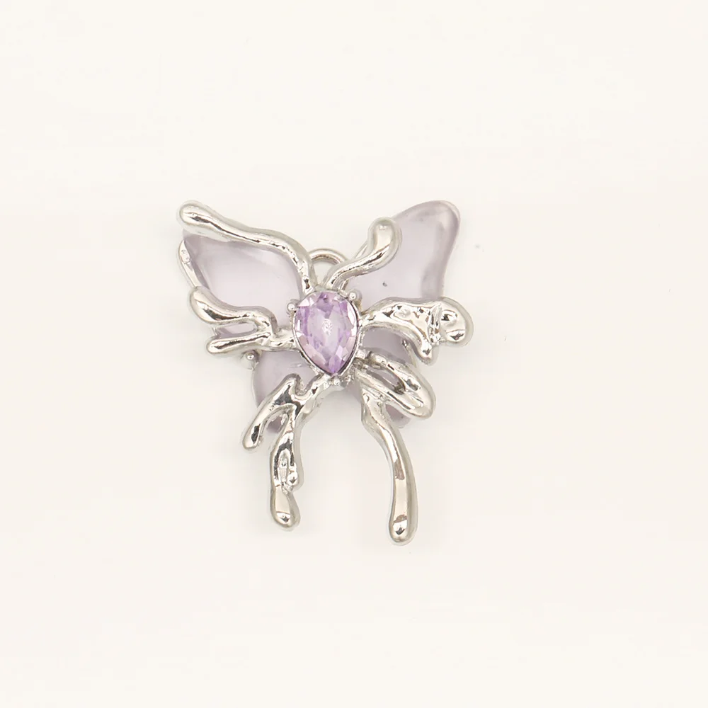 Design Cordial 50 pièces 28*33MM résultats et composants de bijoux/pendentif en strass bricolage/fait à la main/alliage de Zinc/forme de papillon/ # 193304