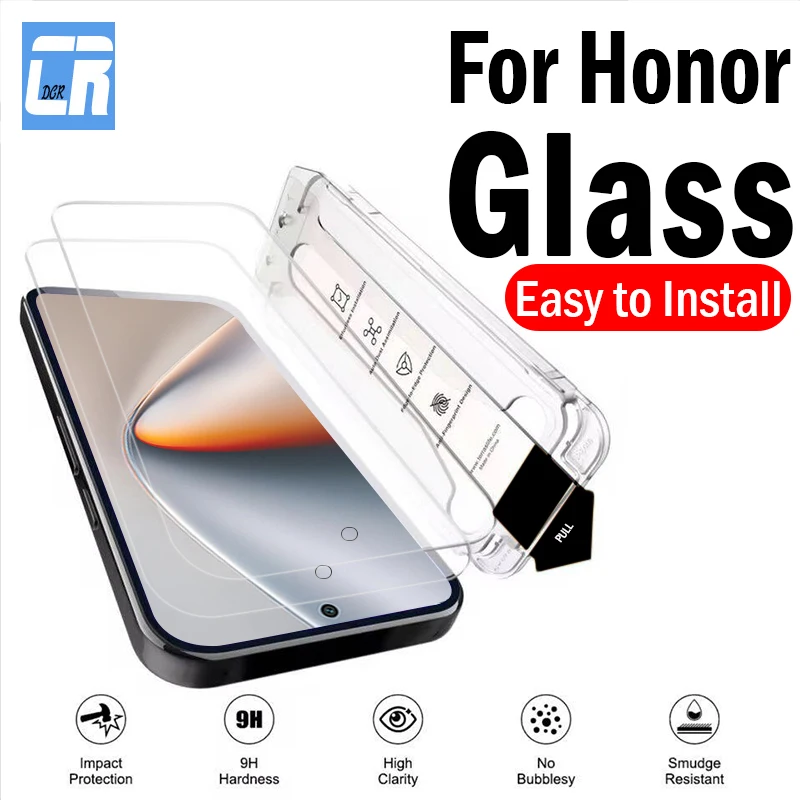 

1-2Piece Auto Installation Dust-Free Tempered Glass for Honor GT Pro X6c X6b X6a X6 X5 X5b X5c Plus Magic 7 Screen Protectors1-2