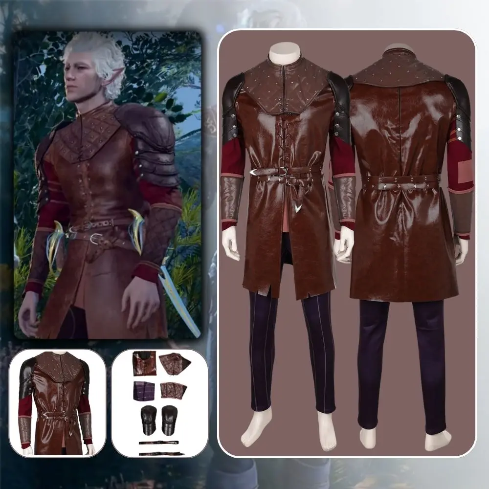 Astarion Cosplay Baldur Cos Gate 3 Fantasia Costume Disguise Adult Men Uniform Top Pants BG3 Outfits Man Halloween Carnival Suit