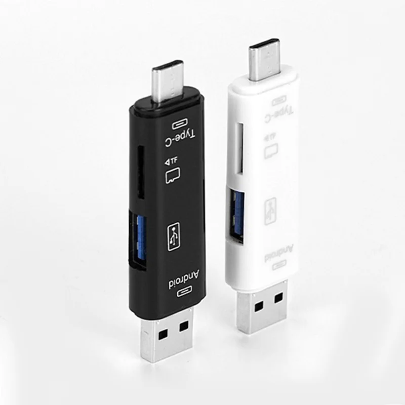 5 في 1 متعددة الوظائف Usb 2.0 نوع C/Usb/مايكرو Usb/Tf/SD قارئ بطاقة الذاكرة OTG قارئ بطاقة محول ملحقات الهاتف المحمول