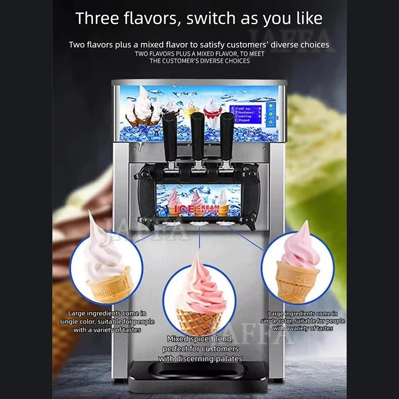 Commercial Soft Ice Cream Maker Single-Flavor Benchtop 1100W Countertop Vending Machine For Business Snacks Drinks 10-12L/H