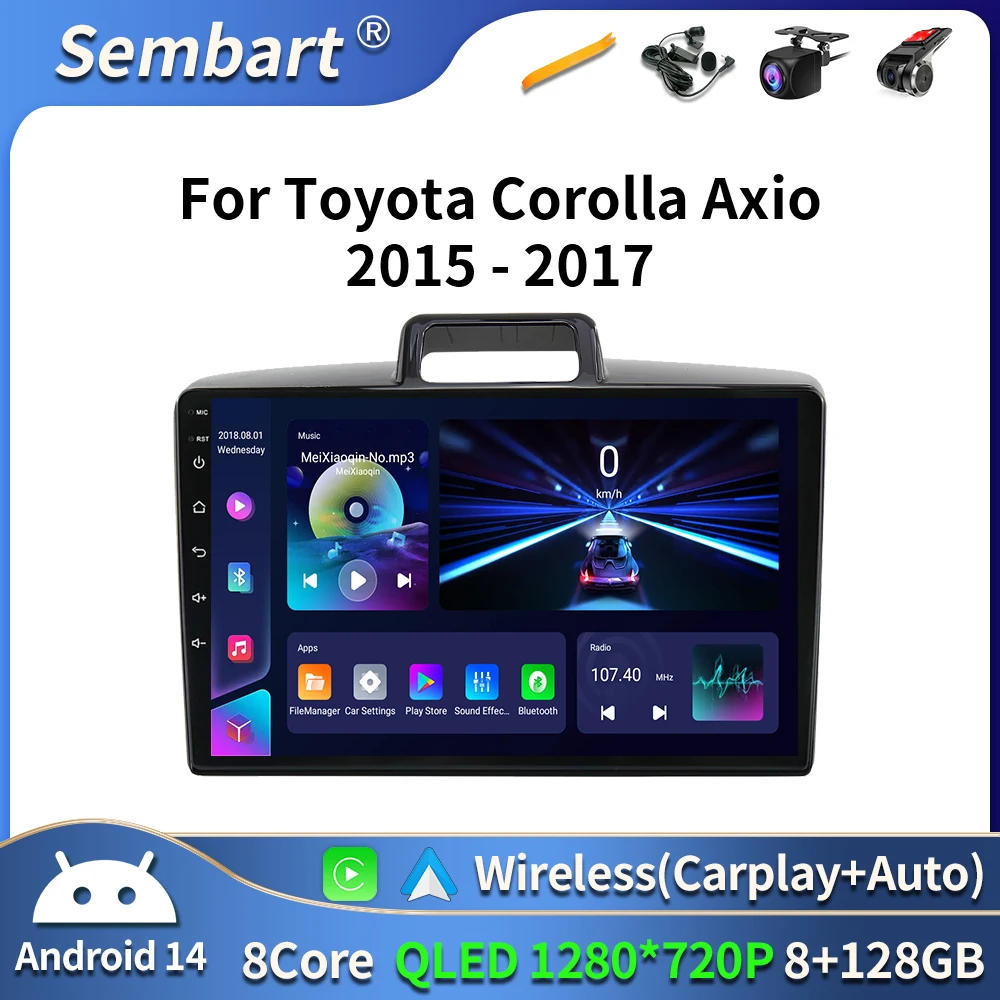 

QLED 4G Car Radio For Toyota Corolla Axio Fielder 2015 2016 2017 Multimedia System Navi GPS Android 14 Auto CarPlay 2Din DVD BT