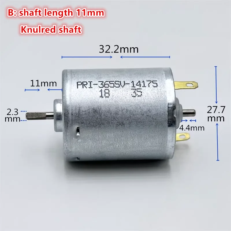 365-14175 dual shafts 365 DC motor 6V~24V carbon brush large torque motor for vacuum cleaner~