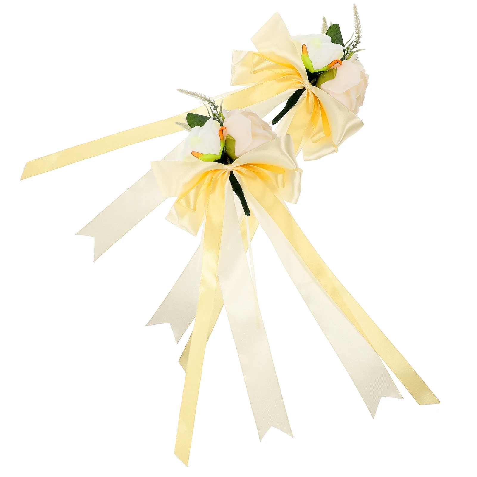

2pcs Wedding Car Mirror Decorations Realistic Flowers for Rearview Decor NonFade Artificial Bouquet Car Accessories