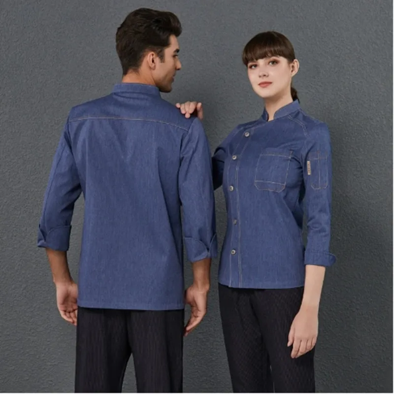 シェフ制服男性女性キッチンジャケットシェフのコートレストランホテルコスチュームシャツ長袖ウェイター秋冬