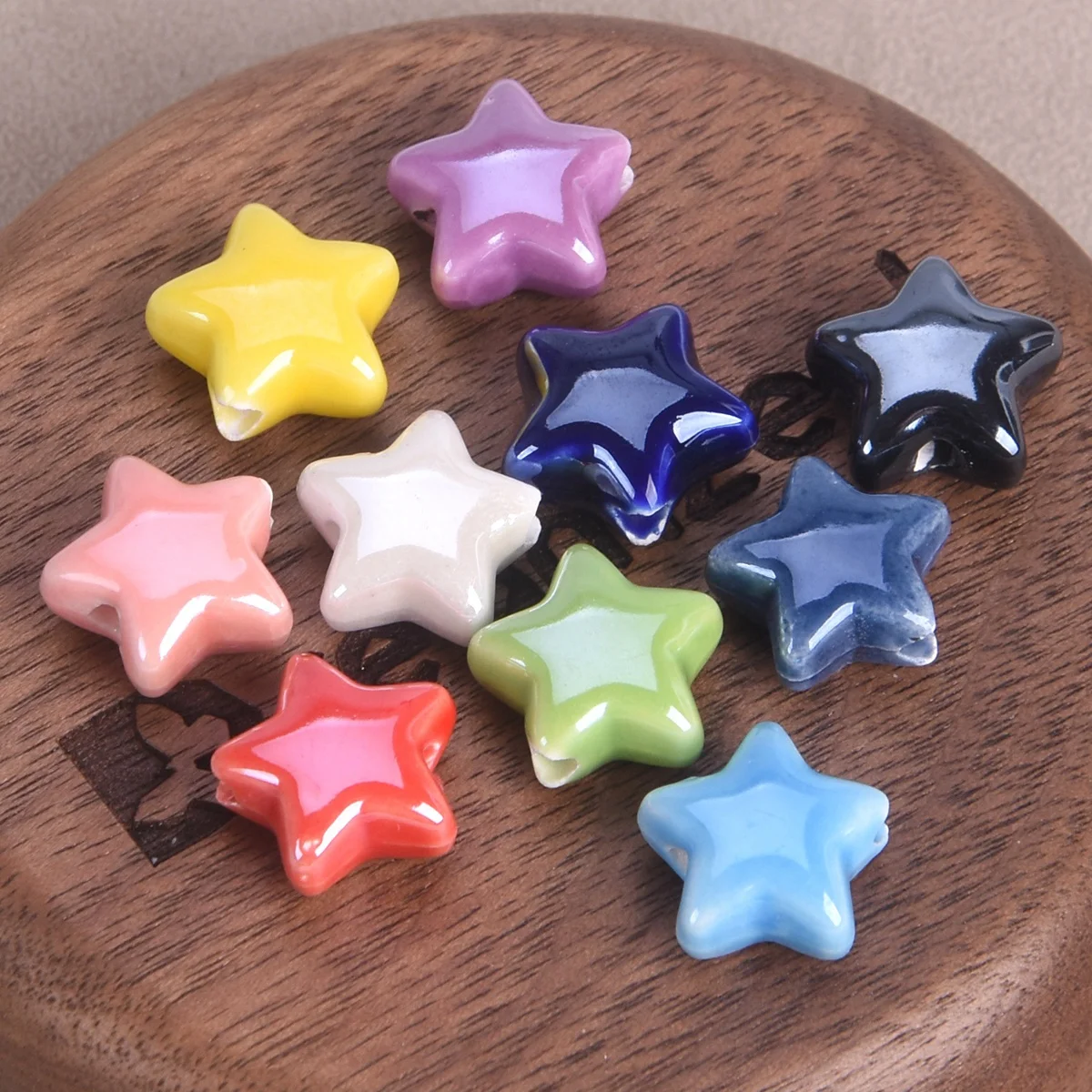 10pcs Star Shape 14mm Glossy Shiny Handmade Ceramci Porcelain Loose Beads For Jewelry Making DIY Findings