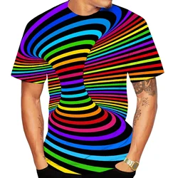 Rainbow 3D Print T-Shirts Men Women Vertigo Hypnotic Vortex T Shirt Short Sleeve Oversized Harajuku Y2k Tops Tees Kids Clothing