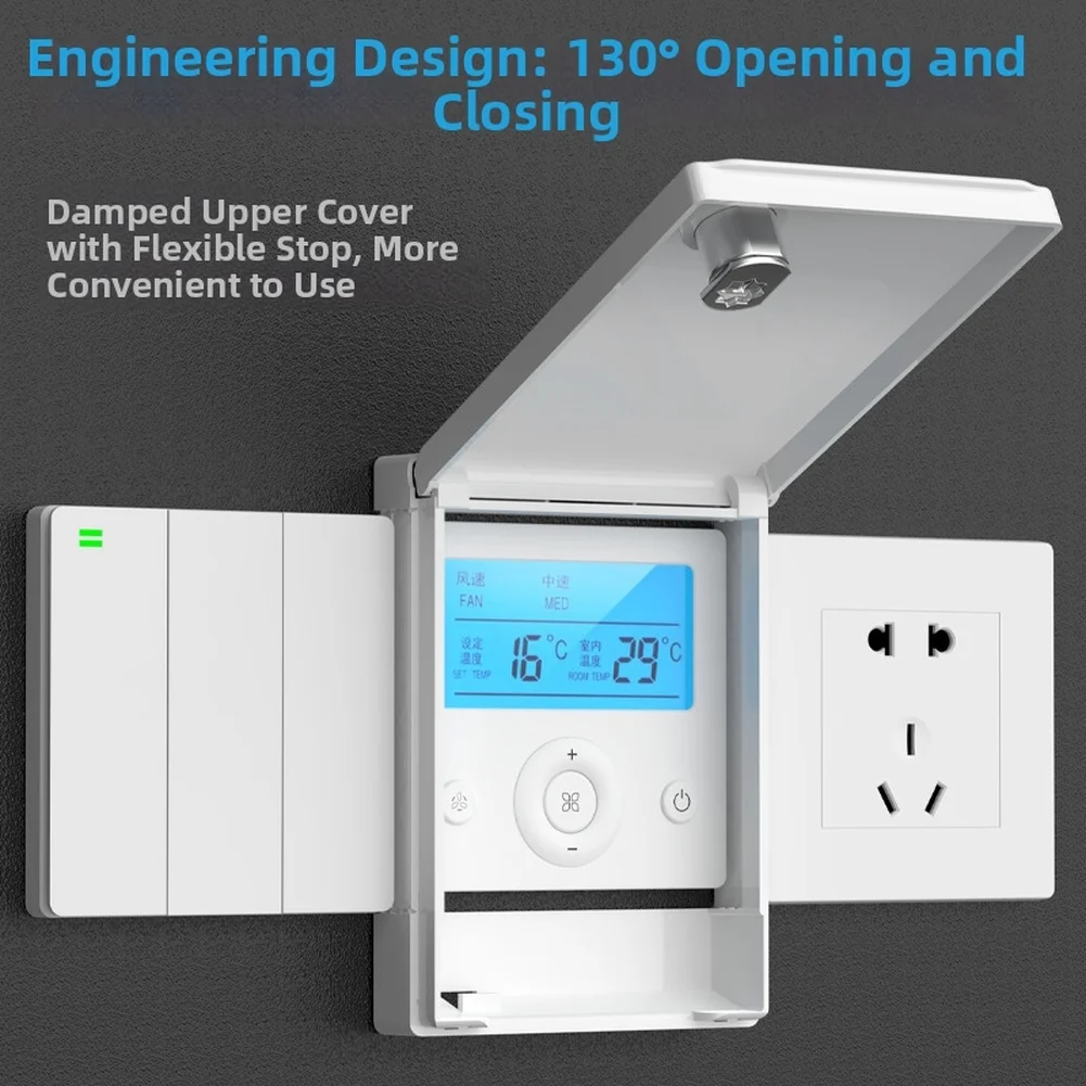 4pcs Lockable AC Switch Panel Cover Waterproof Dustproof Touch Resistant For 86 Type Air Conditioner Socket Protector Childproof