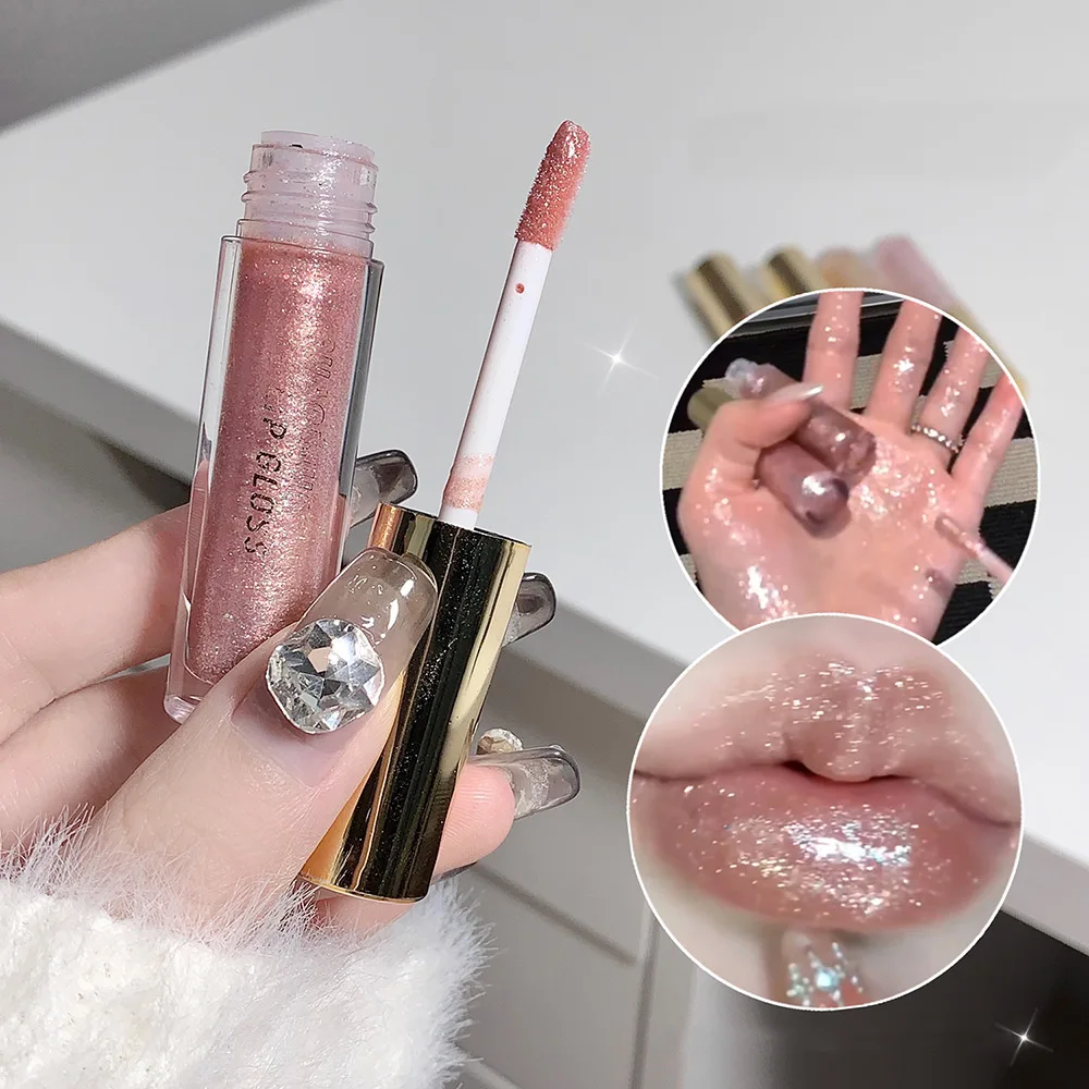 Funkeln der Lip gloss, fein schimmernder wasser glänzender Hocker lippen feuchtigkeit spendender