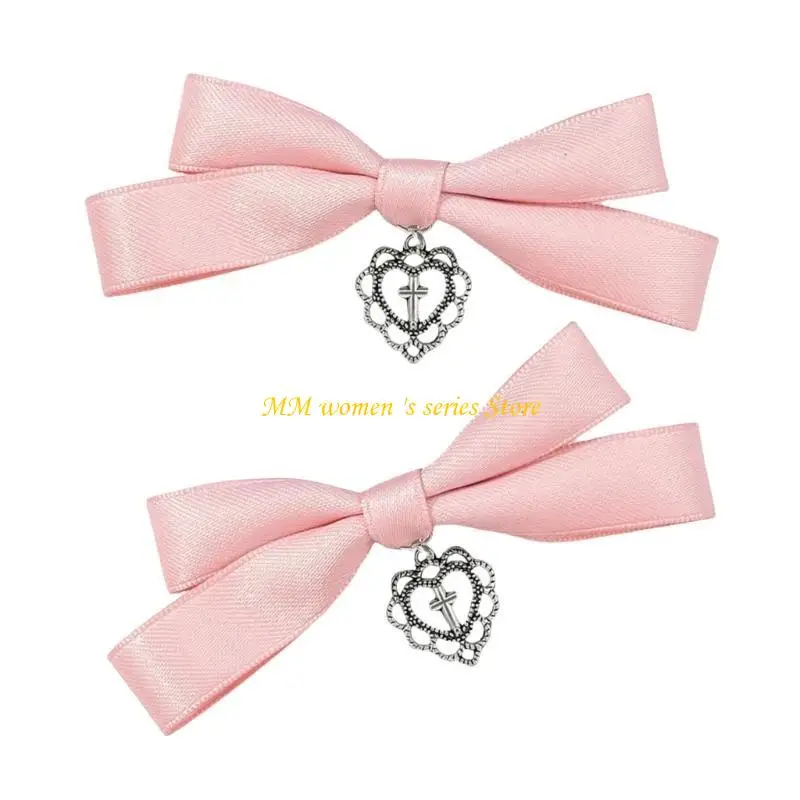 

Q39C Girl Flat Clip Hairpin Ornaments Balletcore for Women Girl Bunches Hairclip Sweet Bows Sweet Balletcore Photo Props