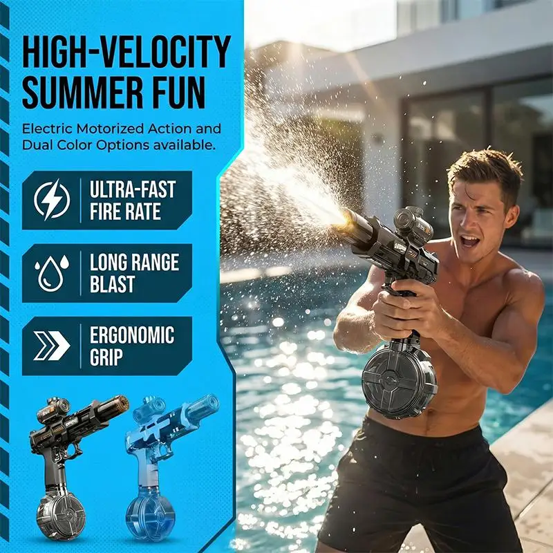 

Electric Water Automatic Squirt Blaster With LED Lights & High Capacity For Adults Kids