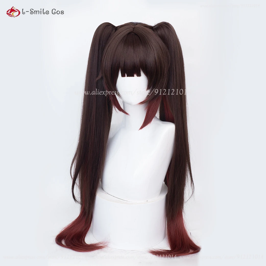 Sparkle 75cm Long Brown Gradient Red Women Cosplay Anime Cosplay Wigs Heat Resistant Synthetic Hair Halloween Party Wigs