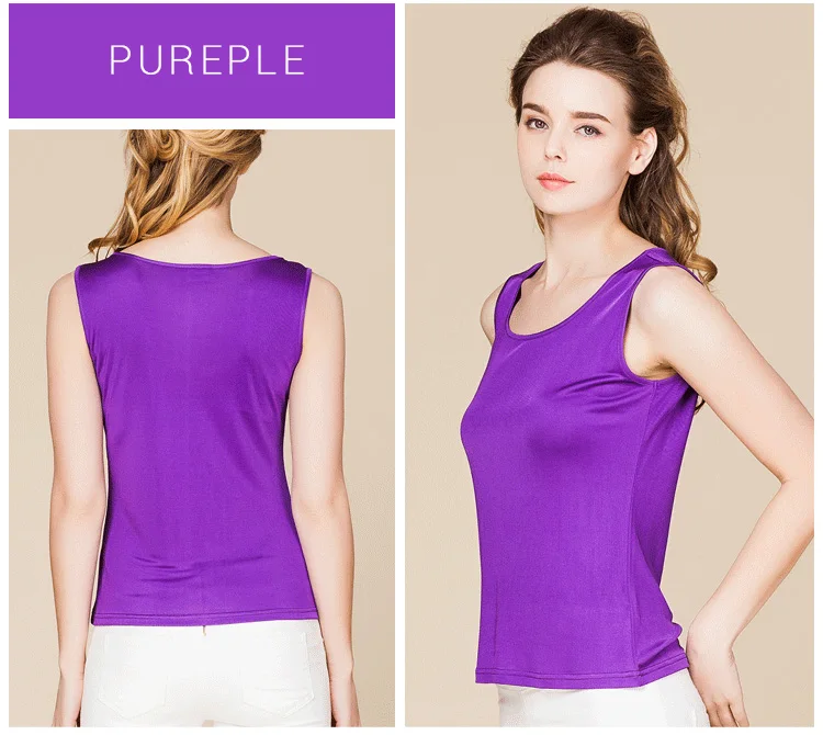 SuyaDream Women Tanks Knitted Real Silk Solid Vest O Neck Sleeveless Basic T Shirt 2025 Spring Summer Tops