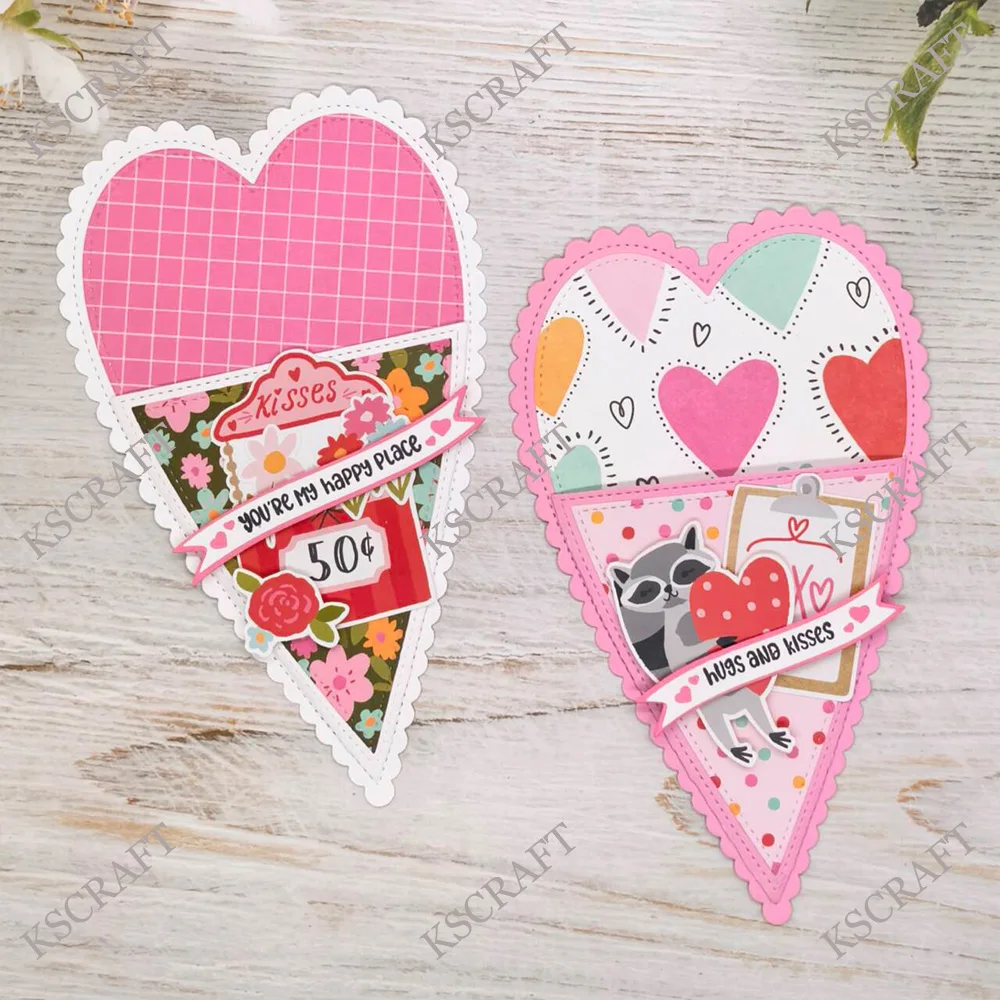 KSCRAFT Prim Heart Pocket Cutting Dies Stencils for DIY Scrapbooking Decorative Embossing DIY Paper Cards
